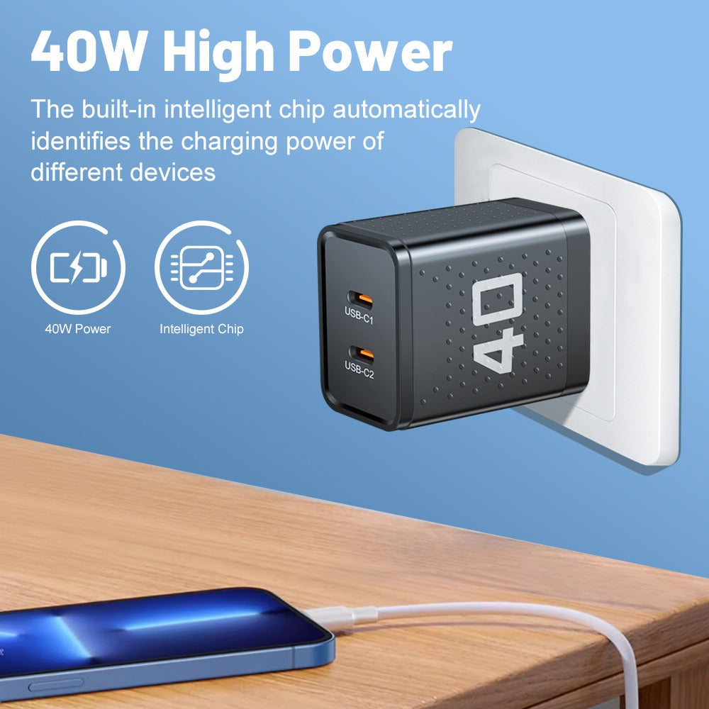Adaptateur de voyage à chargement rapide Dual PD