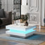 ON-TREND High Gloss Minimalist Design with LED Lights 2-Tier Square Coffee Table White - Korvel