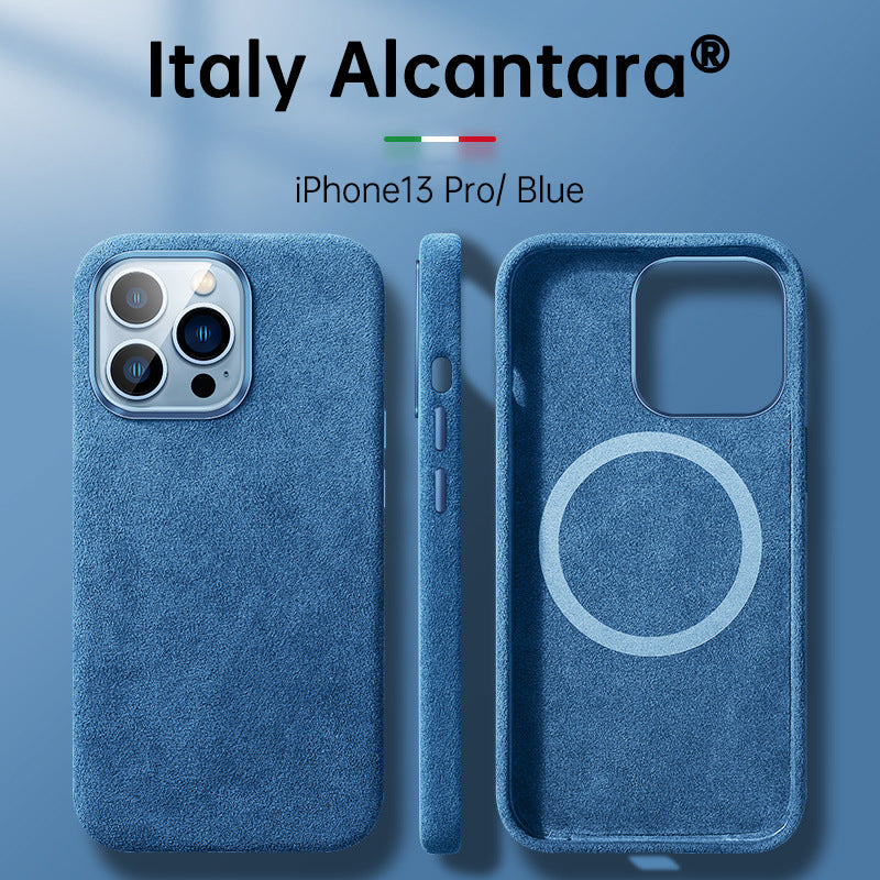 Italian Alcantara Case for iPhone 15 Pro Max Business Leather Phone Back Cover for iPhone 13 Pro Max Magnets - Korvel