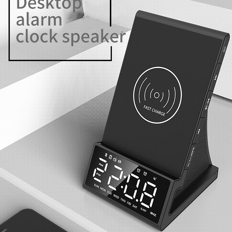 Three in one wireless charger Bluetooth speaker wireless charging alarm clock phone holder - Korvel