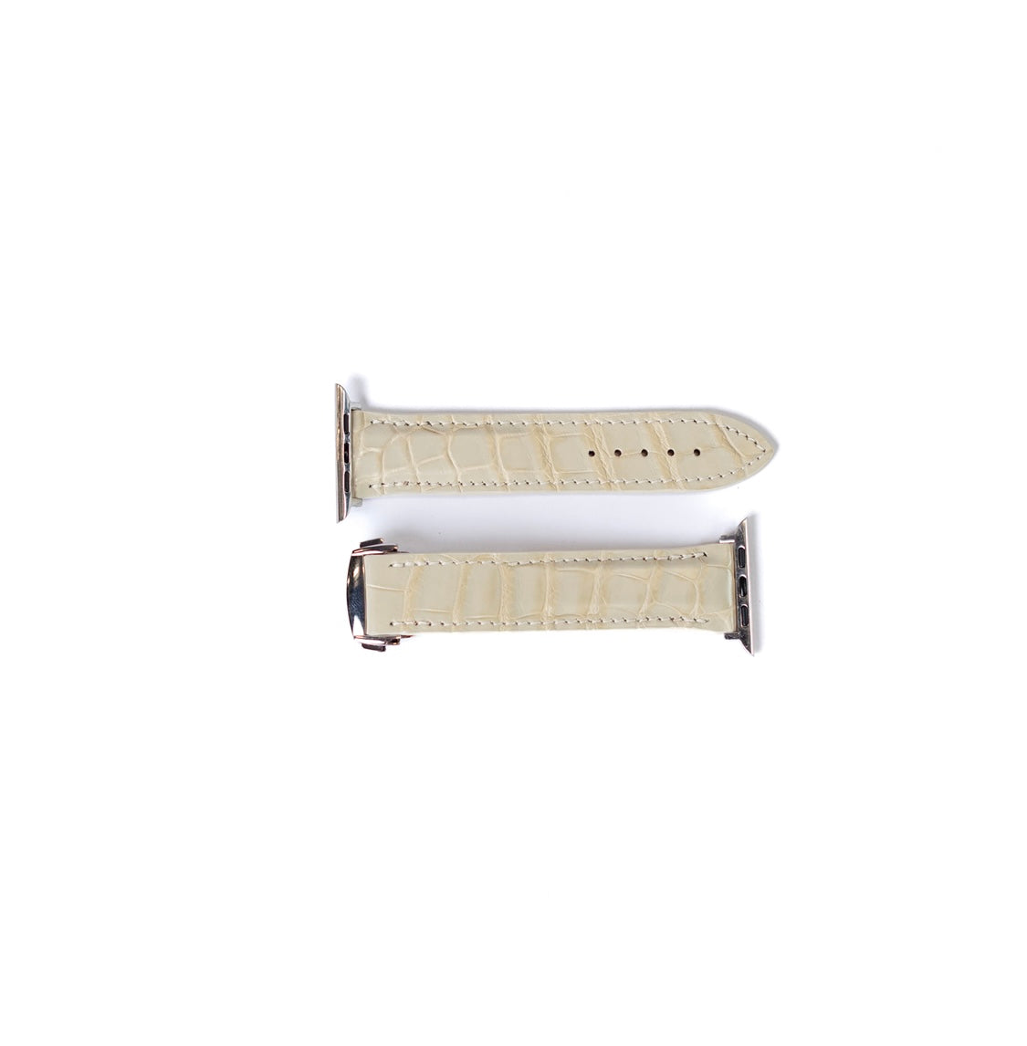 Bracelet Apple Watch en alligator mat blanc os
