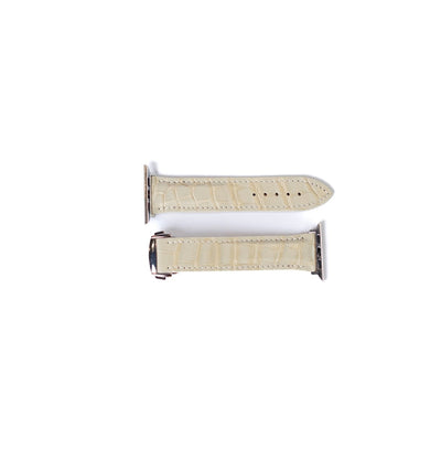 White Bone Matte Alligator Apple Watch Band