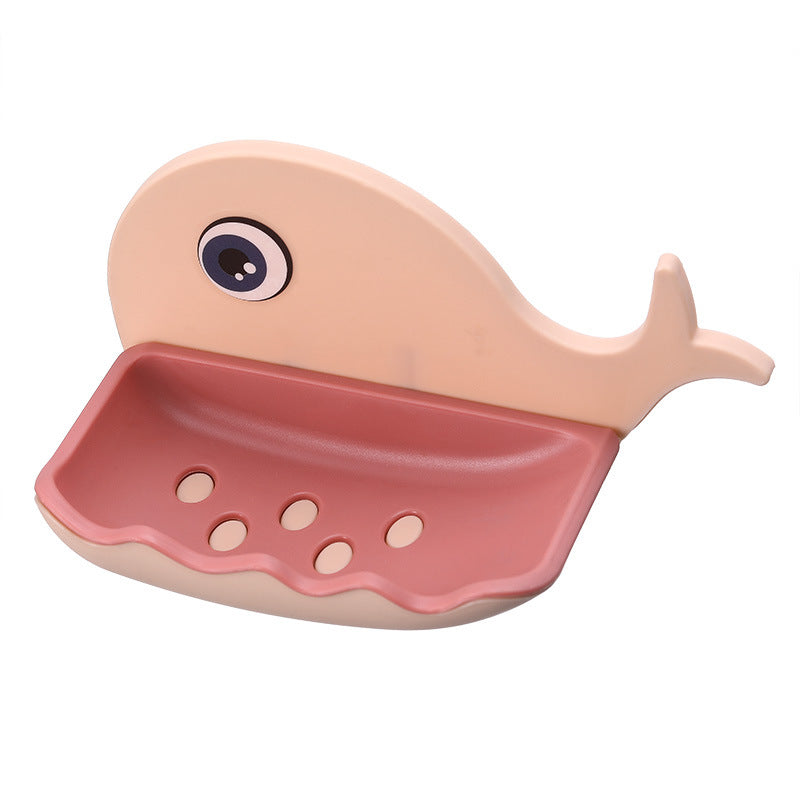Whale Shape Free Punch Soap Rack Bathroom Drain Soap Box Toilet Soap Rack Wall-Mounted Rack - Korvel
