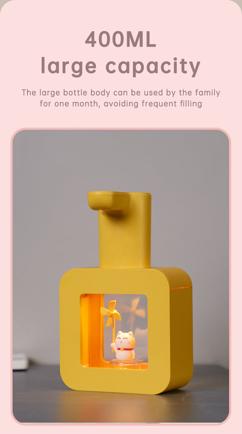 Cute Cat Rechargeable Touchless Automatic Soap Dispenser 400ml Kids foam Soap Dispenser with Night Light - Korvel