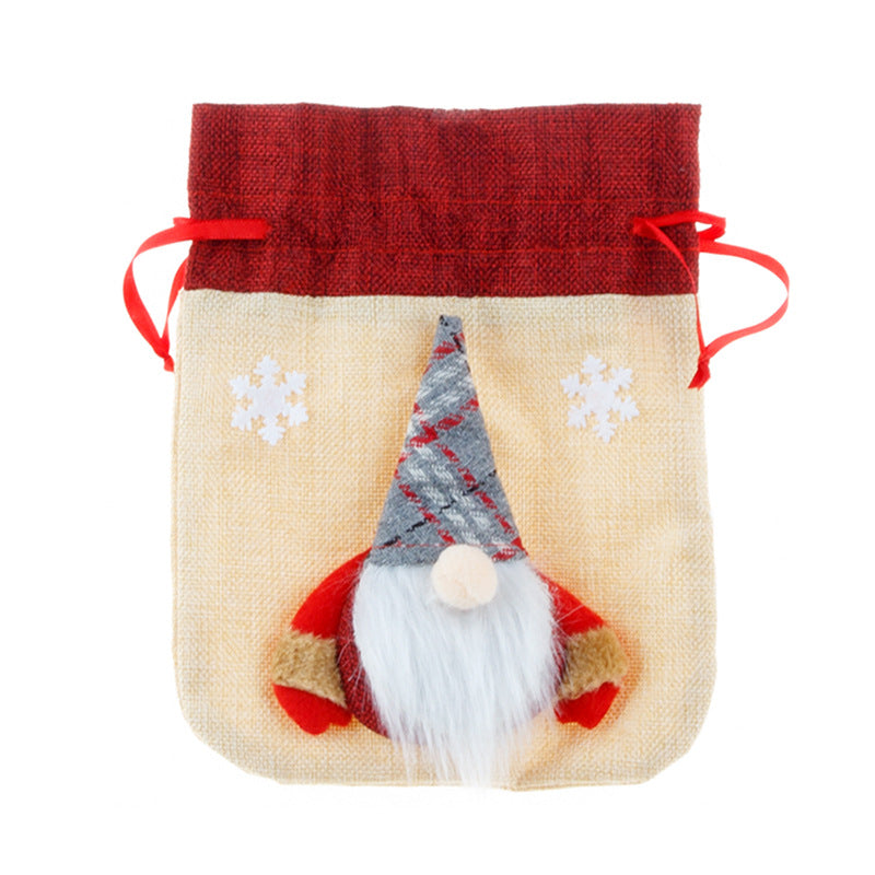 Forest Man Gift Bag Christmas Linen Cartoon Decoration Faceless Elderly Gift Bag Gift Bag Candy Bag - Korvel