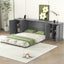 Queen Size Murphy Bed with Shelves, Cabinets and USB Ports,Gray - Korvel