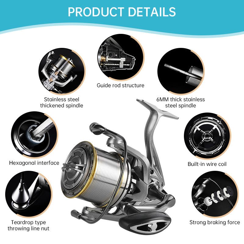 17+1BB 8000-14000 Series Aluminum Alloy Spool Fishing Reel, 4.8:1 Gear Ratio, Durable Long Casting for Baitcasting - Korvel