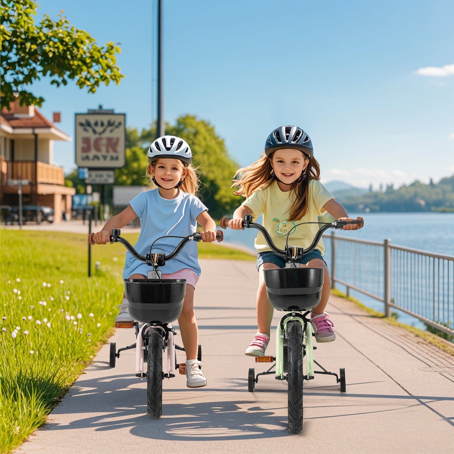Vélo pour enfants de 14 pouces avec roues d'entraînement réglables