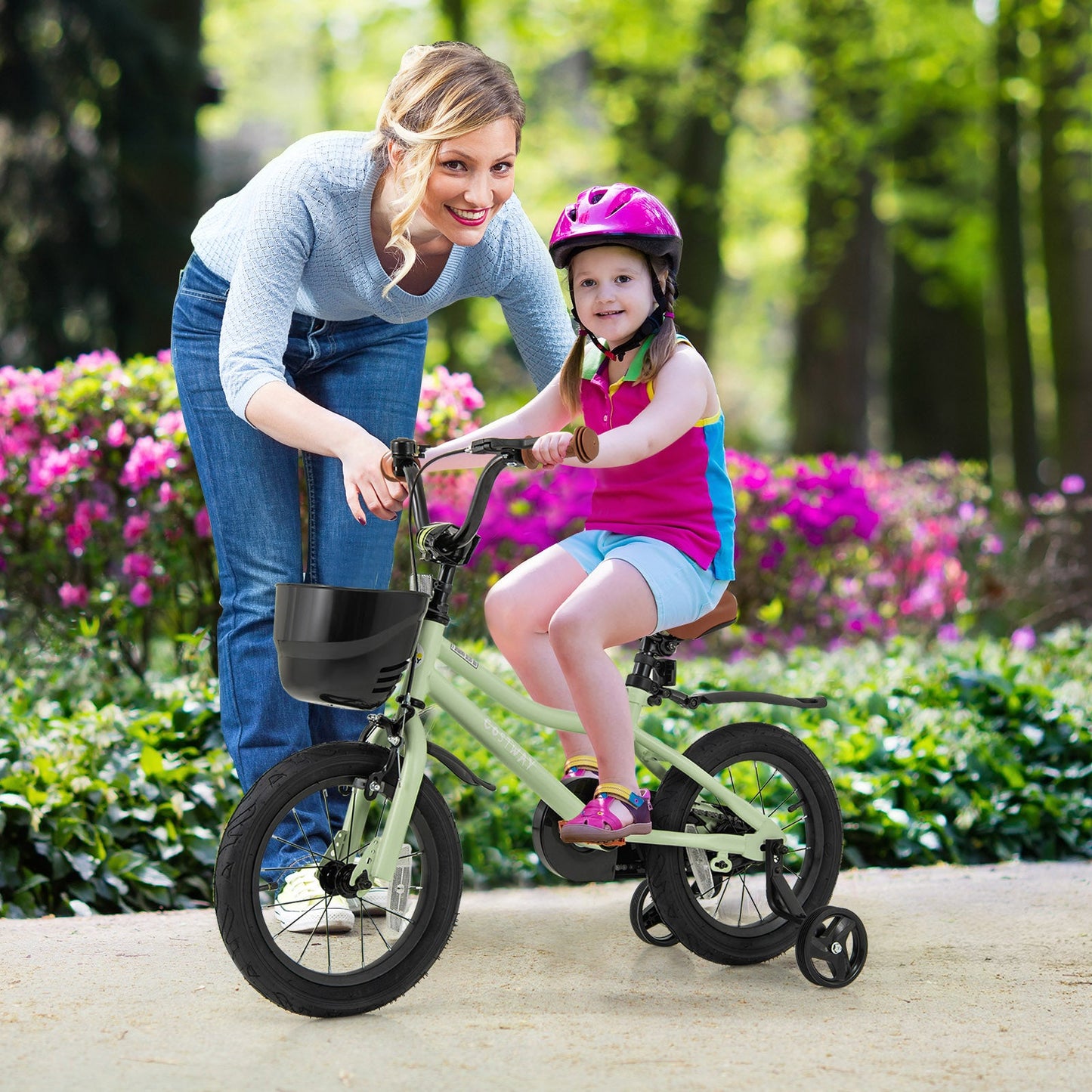 Vélo pour enfants de 14 pouces avec roues d'entraînement réglables