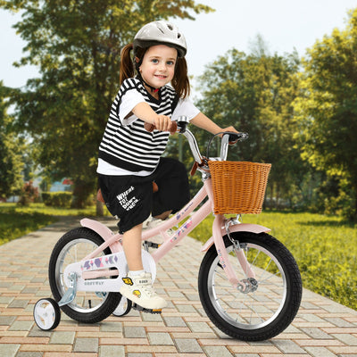 14-Inch Retro Kids Bike with Adjustable Height and Basket