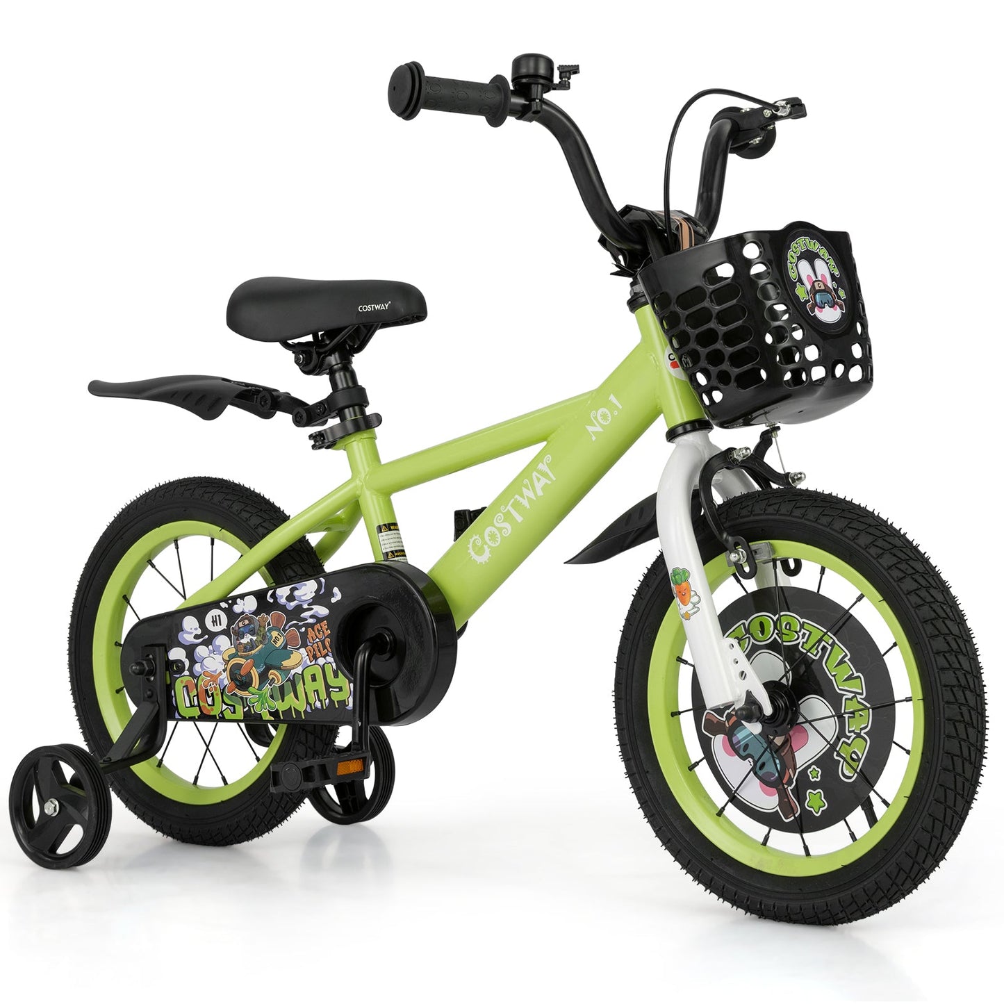 Bicicleta para Niños de 14 Pulgadas con Ruedas de Entrenamiento Ajustables para Edades de 3 a 5 Años