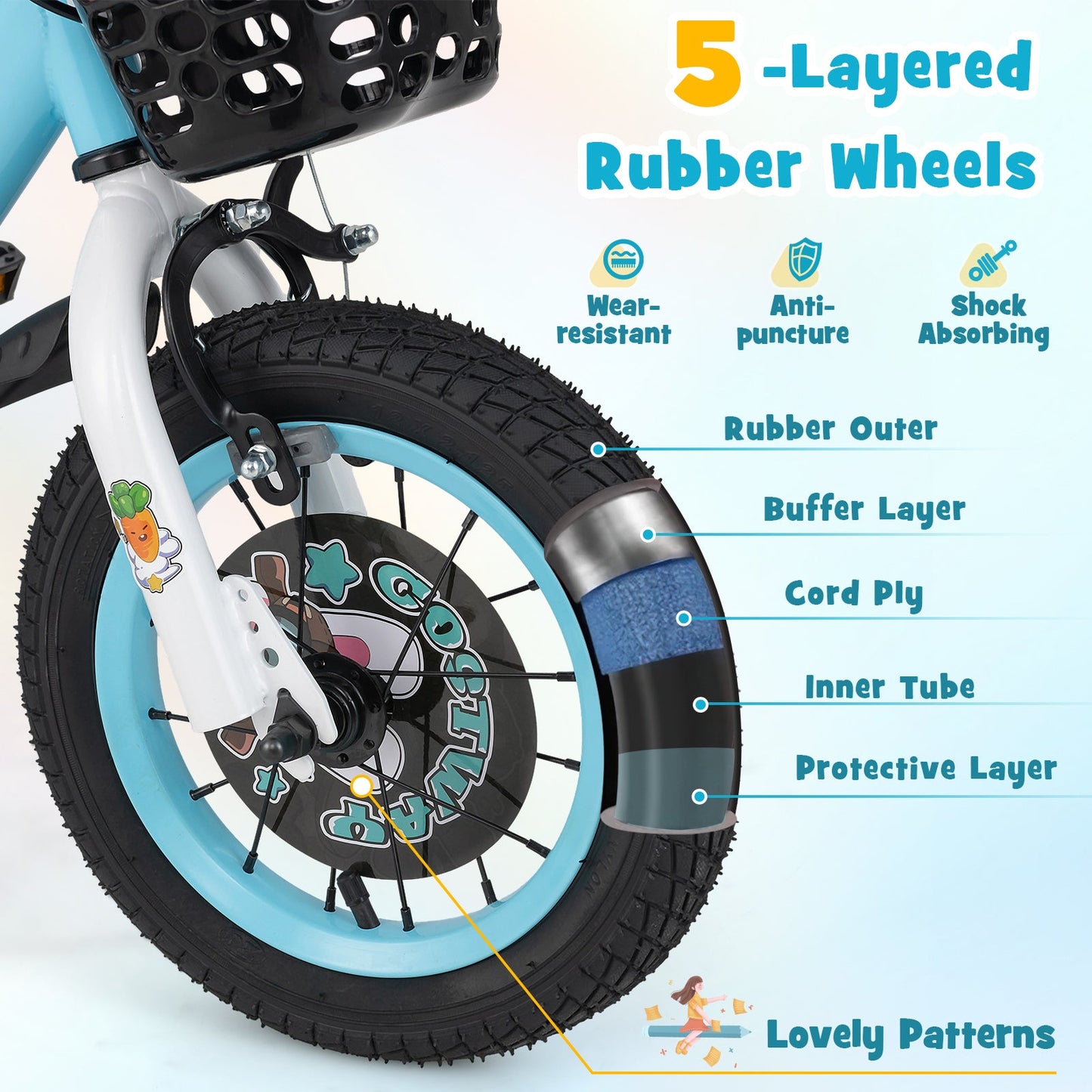 Vélo pour enfants de 14 pouces avec caractéristiques ajustables pour les 3-5 ans
