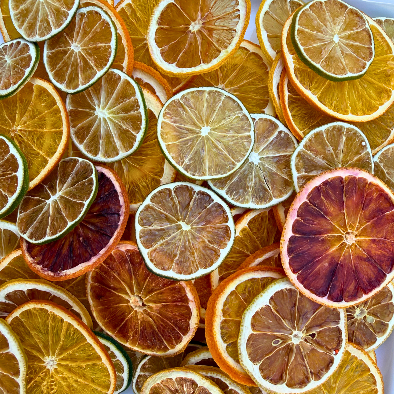 Mezcla de Cítricos Deshidratados - Limón, Lima, Naranja y Naranja Sanguina Secos