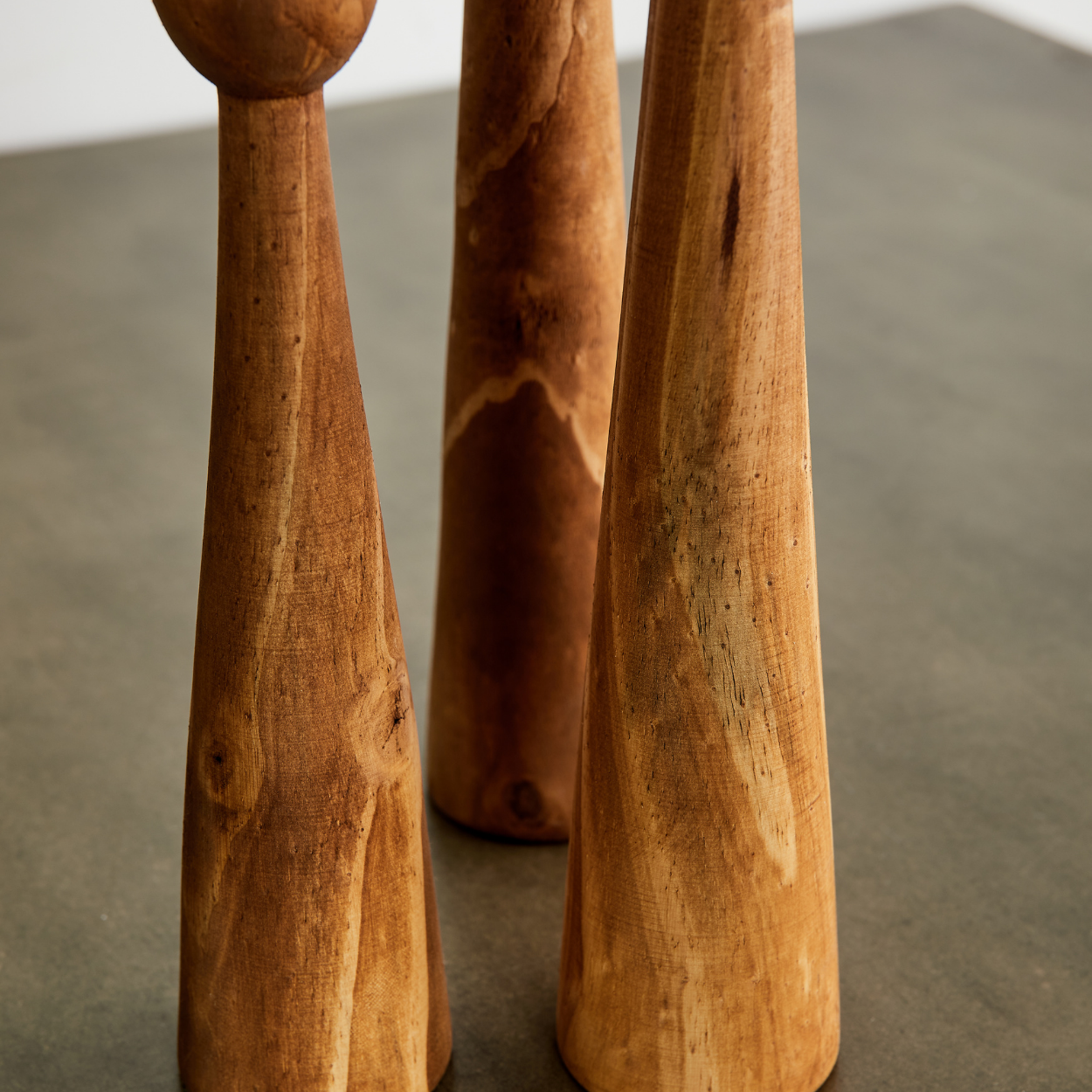 Tapered Candlestick Holder Pine Wood Cognac, Espresso, Natural - Korvel