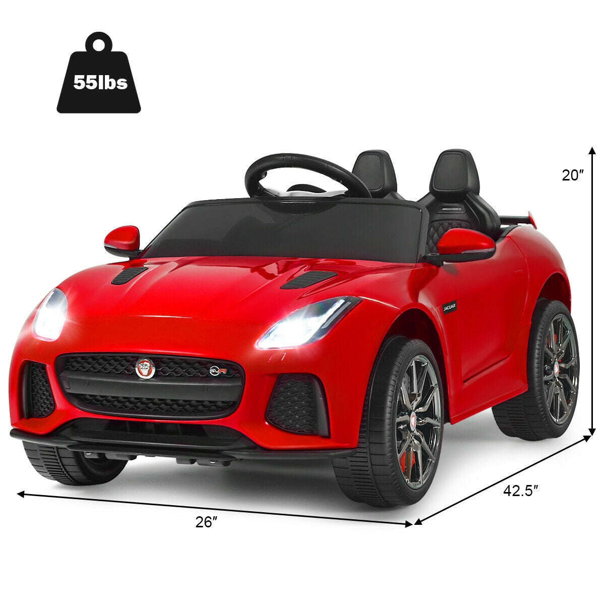 Coche Eléctrico para Niños Licenciado Jaguar F-Type SVR de 12V - Rojo