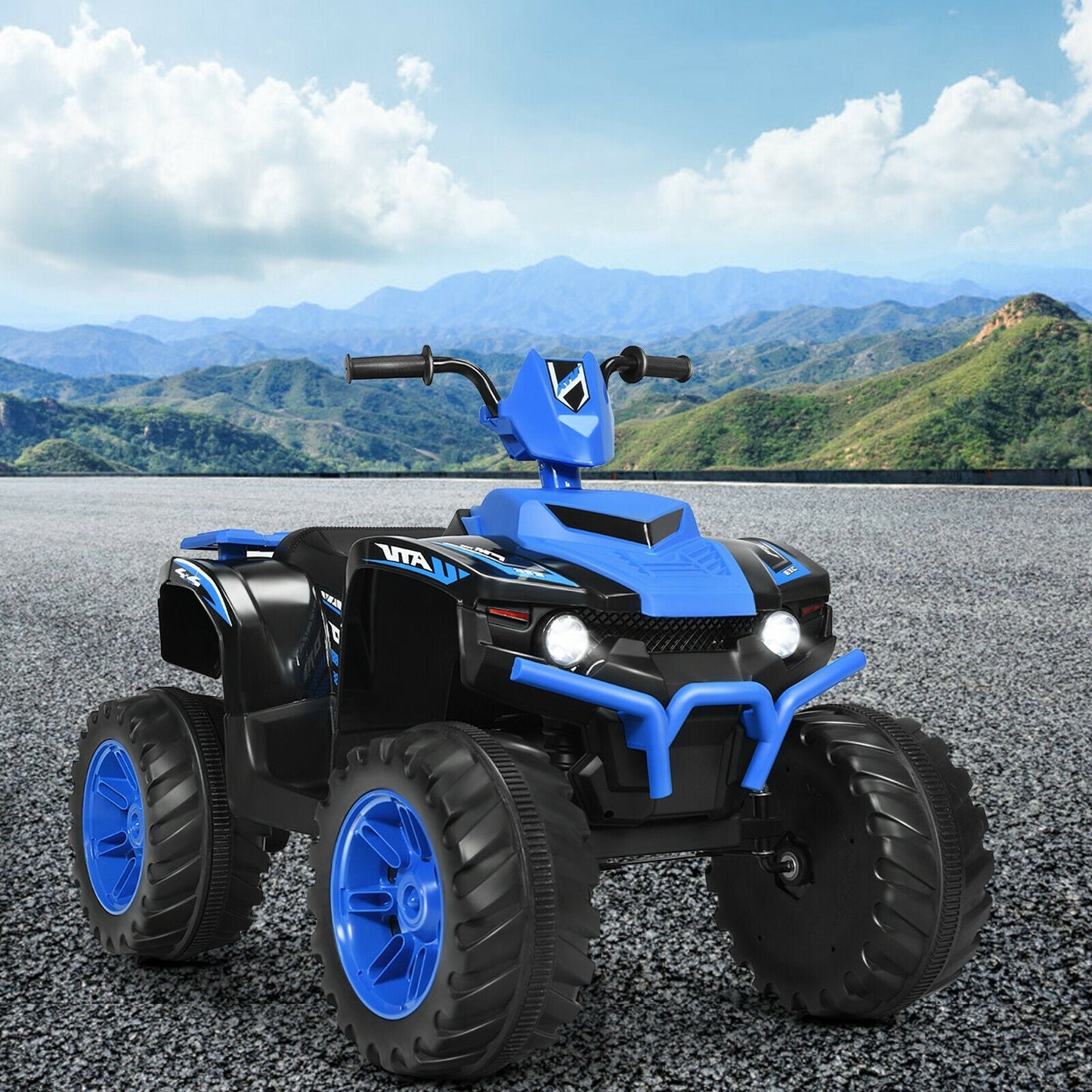 12V Kids Ride-On ATV with LED Lights - Navy