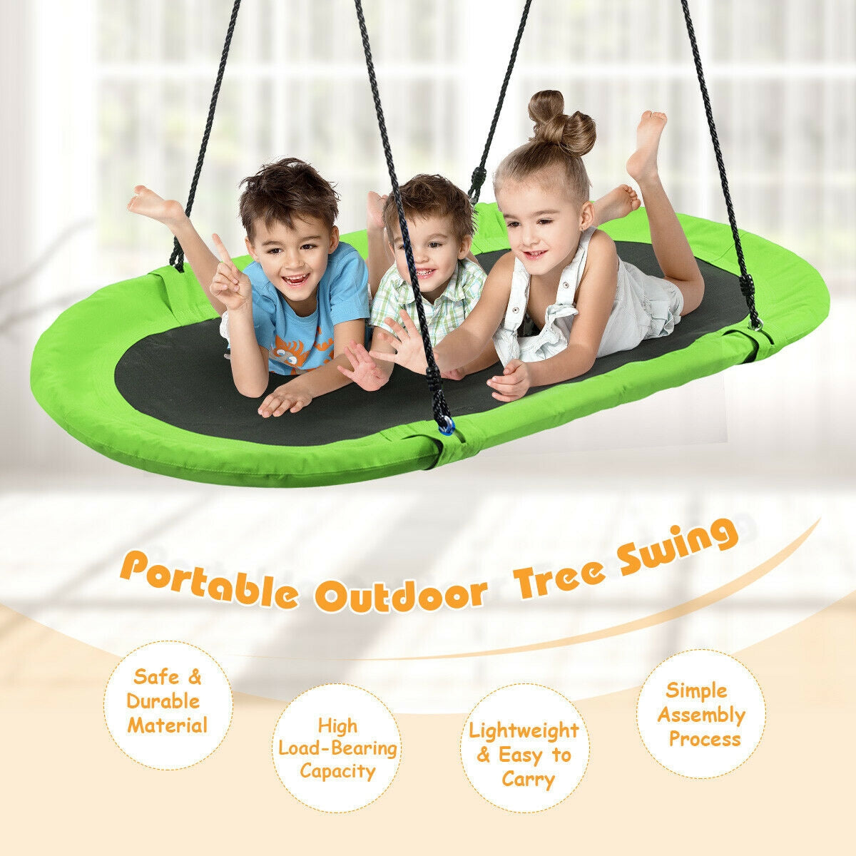 Balançoire ajustable en forme de soucoupe de 60 pouces - Vert