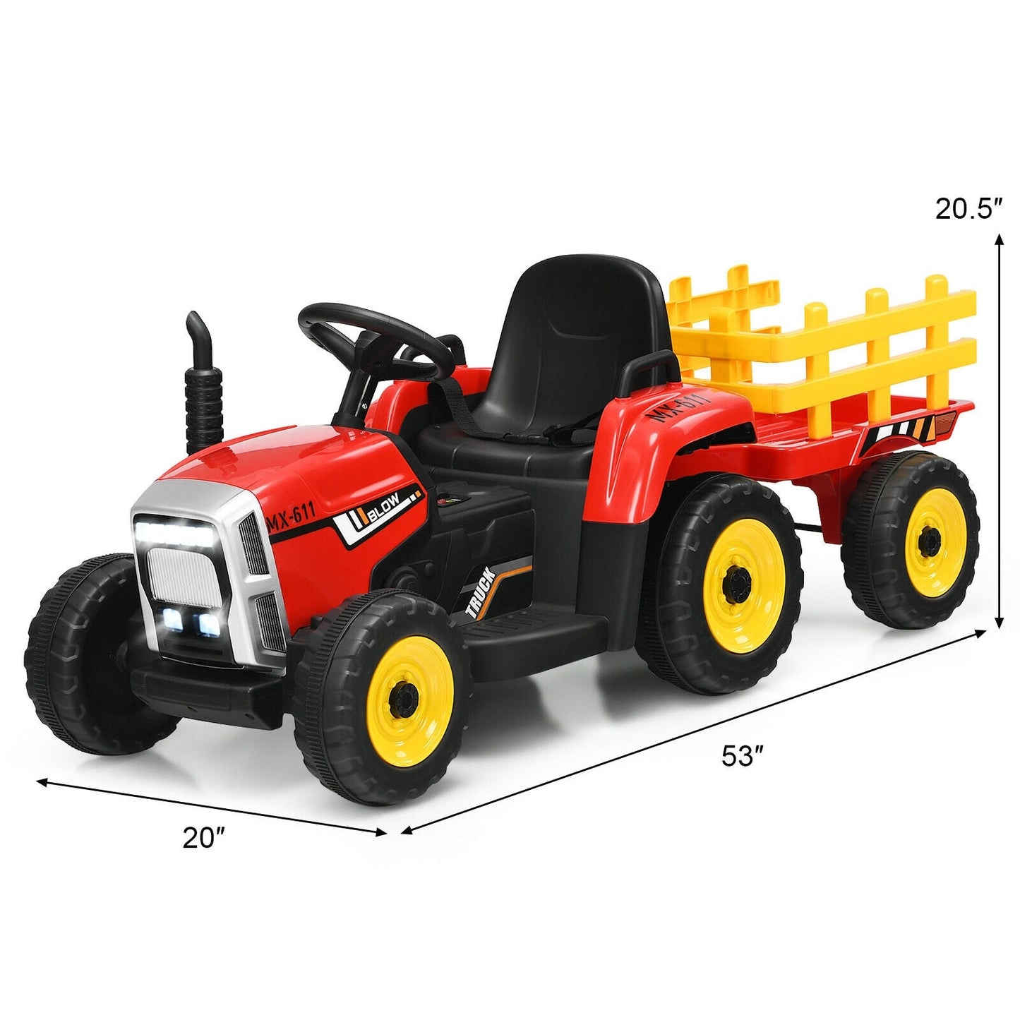Tracteur Électrique 12V à Conduite pour Enfants 3+ - Rouge