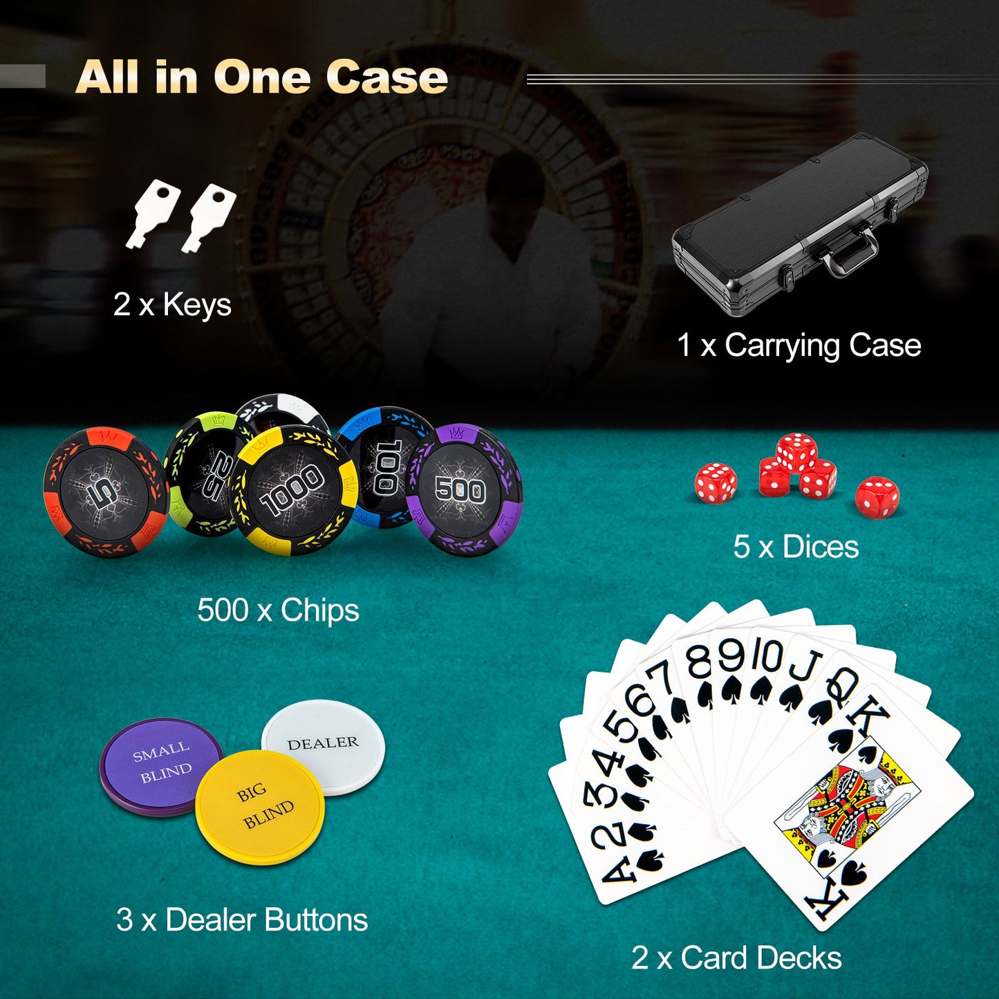 Juego de fichas de póker Texas Holdem de 14 gramos