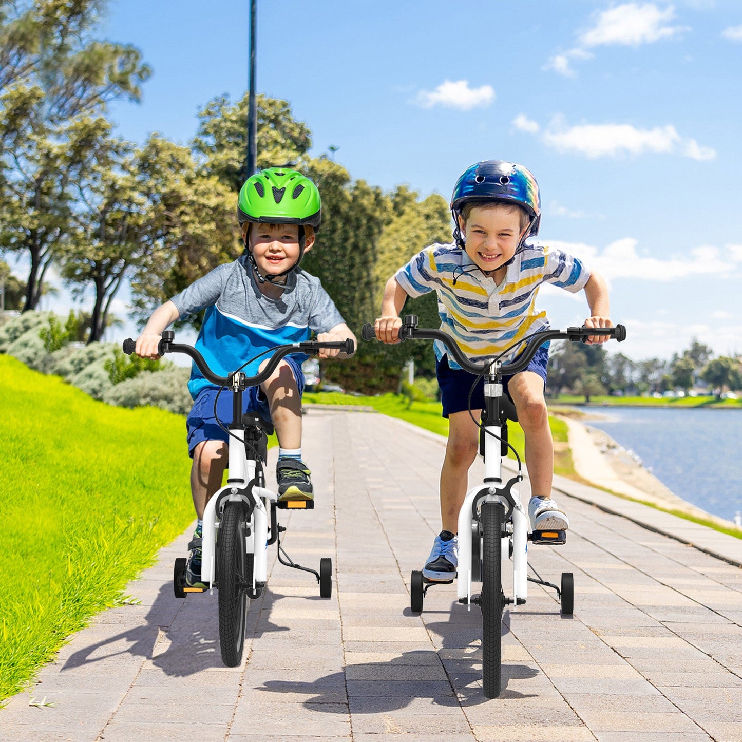 Vélo pour enfants de 14 pouces avec caractéristiques ajustables et roues d'entraînement