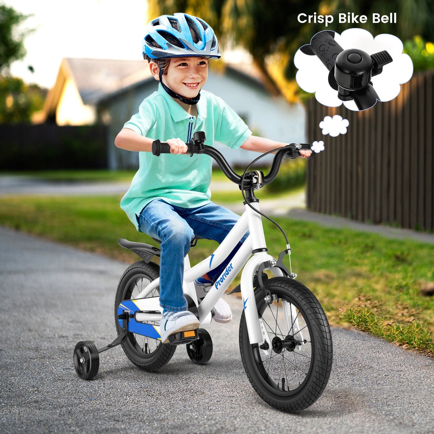 Vélo pour enfants de 14 pouces avec caractéristiques ajustables et roues d'entraînement