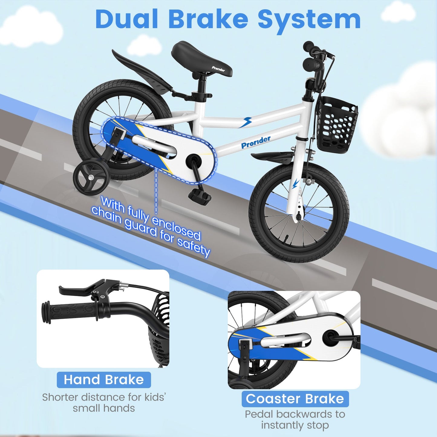 Vélo pour enfants de 14 pouces avec caractéristiques ajustables et roues d'entraînement