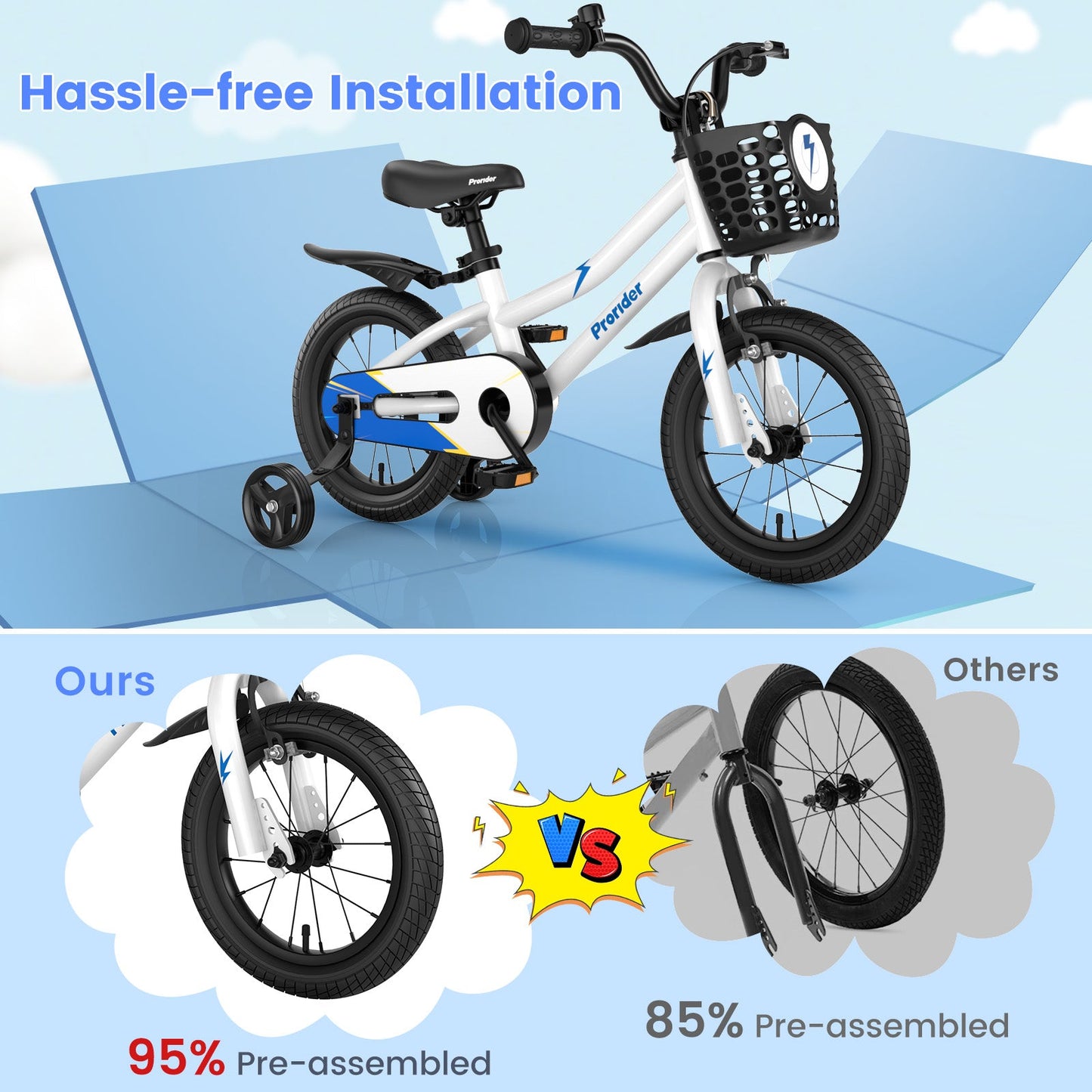 Vélo pour enfants de 14 pouces avec caractéristiques ajustables et roues d'entraînement