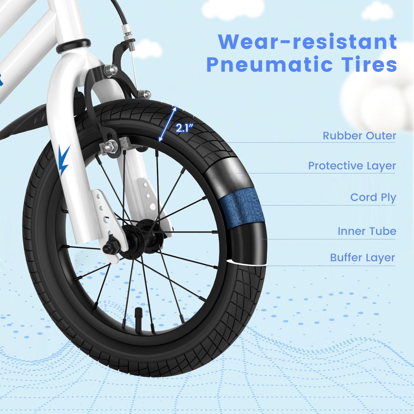 Vélo pour enfants de 14 pouces avec caractéristiques ajustables et roues d'entraînement
