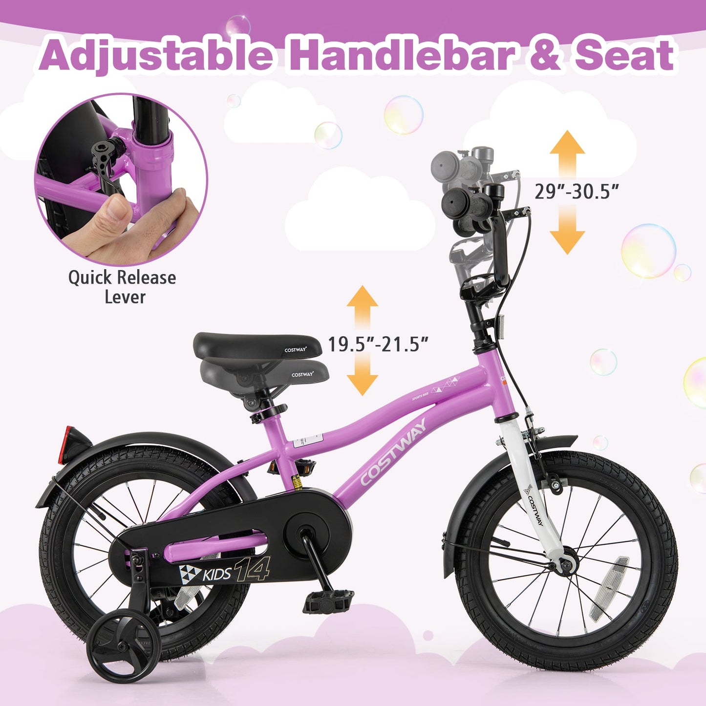 Bicicleta de Entrenamiento para Niños de 14 Pulgadas con Sistema de Doble Freno