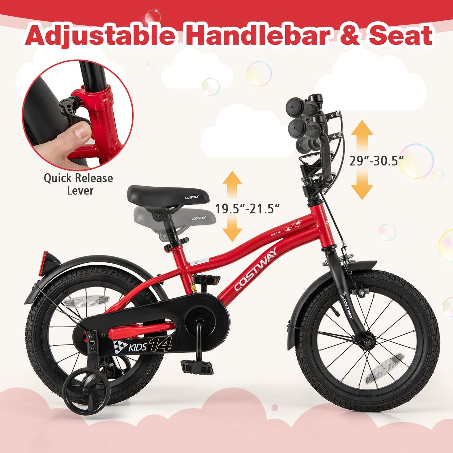 Bicicleta para Niños de 14 Pulgadas con Características Ajustables y Reflectores de Seguridad