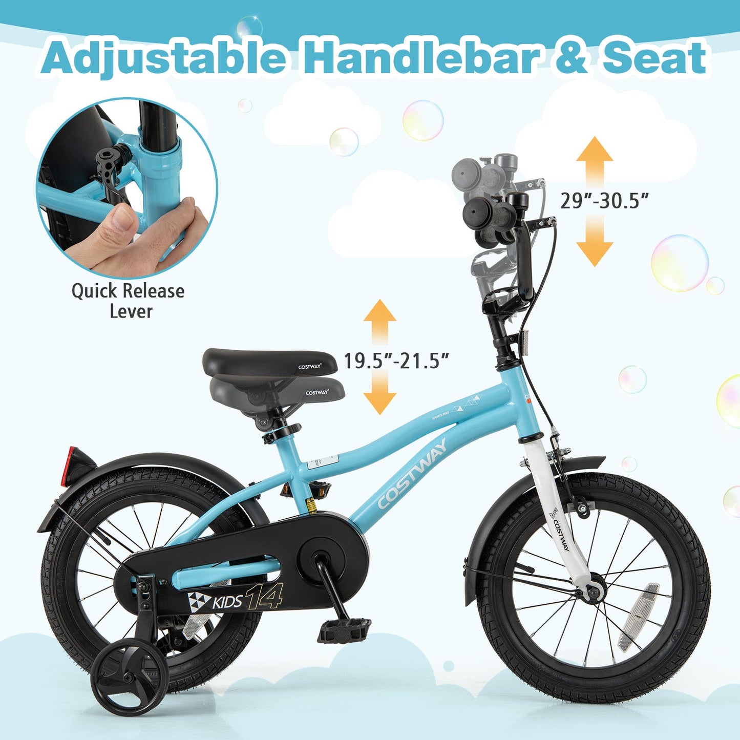 14-Inch Kids Bike with Training Wheels for Ages 3-5
