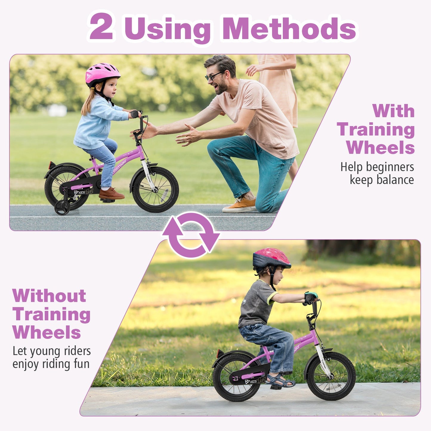 Bicicleta de Entrenamiento para Niños de 14 Pulgadas con Sistema de Doble Freno