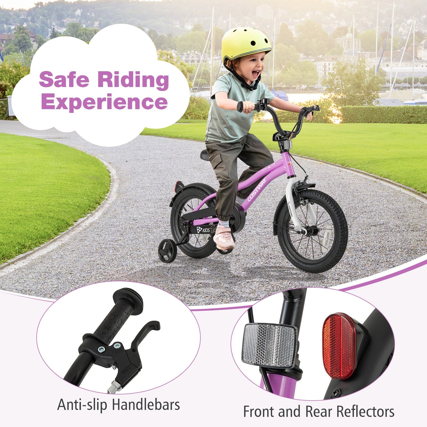 Bicicleta de Entrenamiento para Niños de 14 Pulgadas con Sistema de Doble Freno