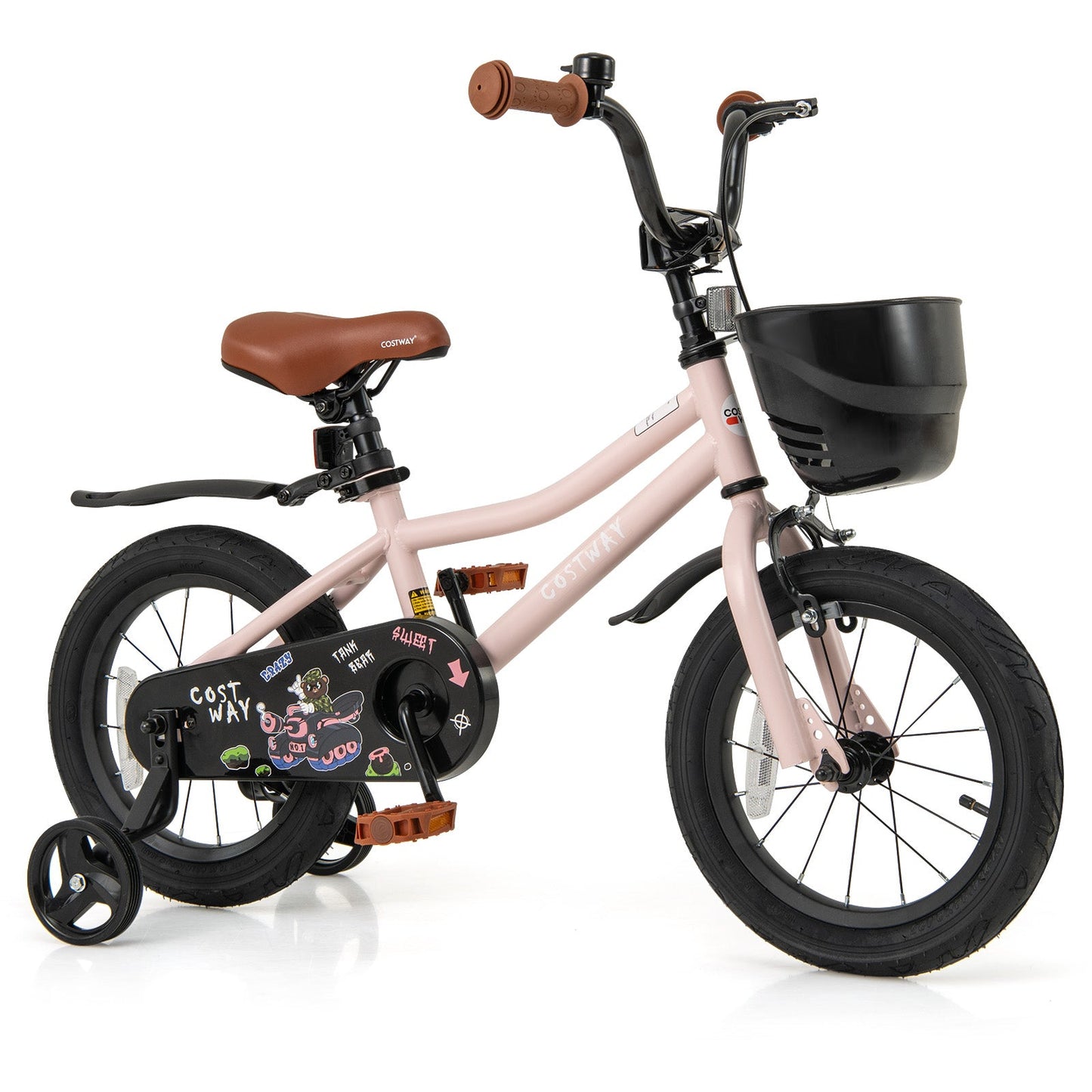 14-Inch Kids Bike with Basket & Adjustable Handlebar