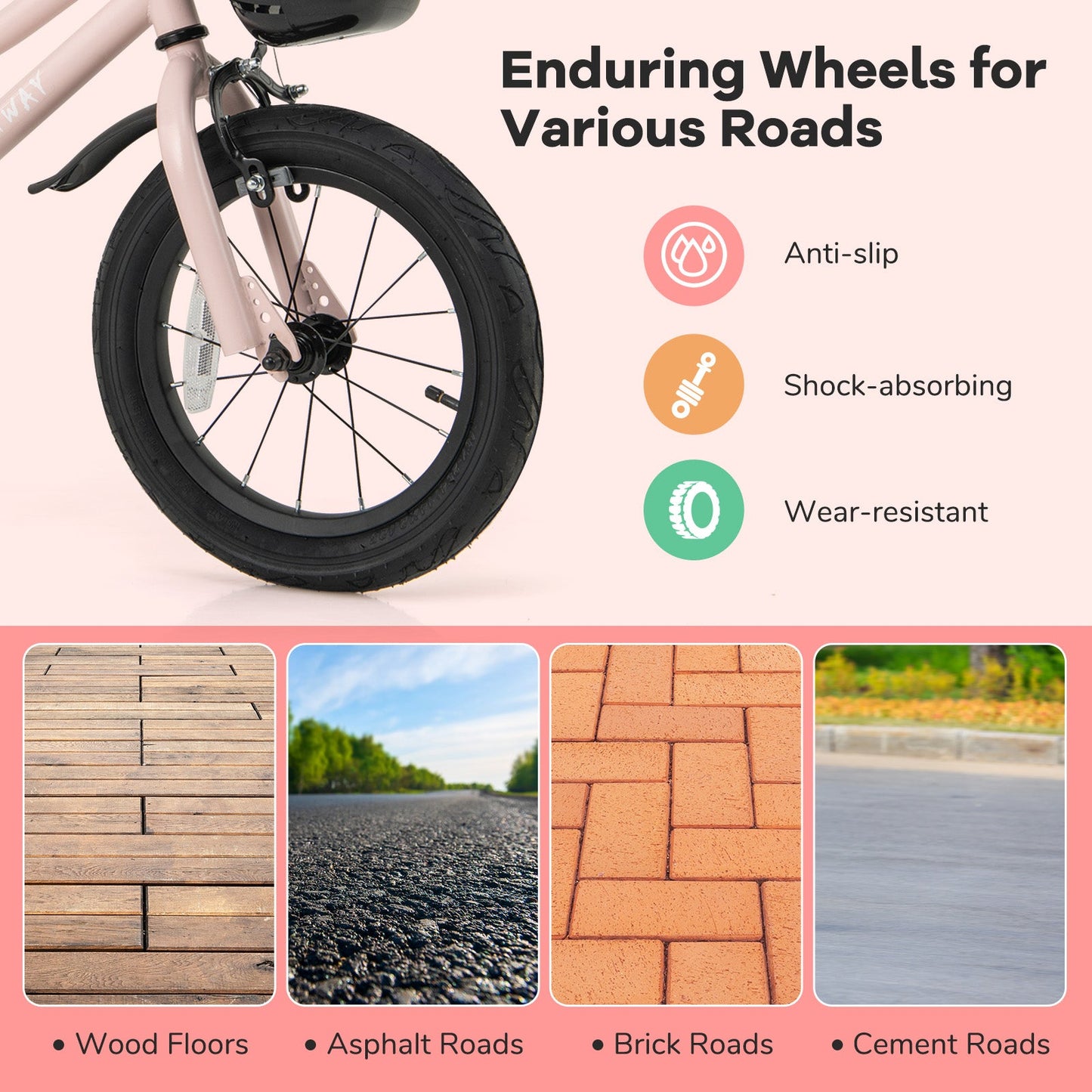 14-Inch Kids Bike with Basket & Adjustable Handlebar