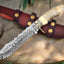 Artisan Bowie Knife - Handcrafted Damascus Steel with Bone Handle & Brass Accents - Korvel