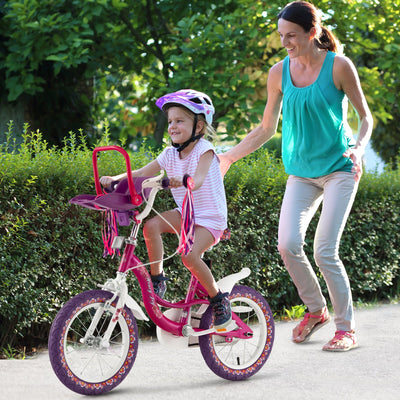 14 Inch Kids Bike with Doll Seat and Removable Training Wheels