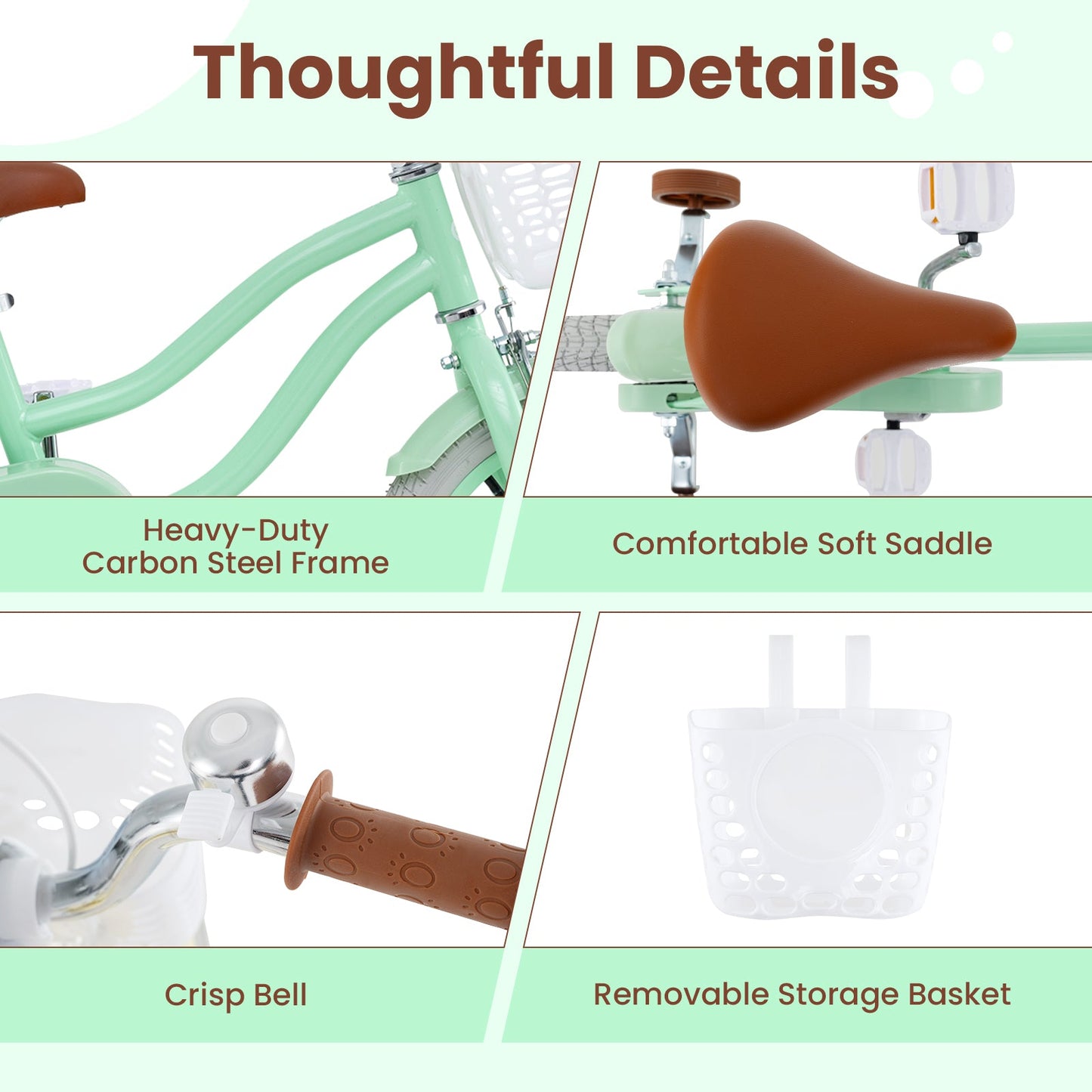 Bicicleta para Niños de 14 Pulgadas con Asiento Ajustable y Timbre