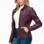 Veste à couches à double fermeture éclair pour femmes, chaude et élégante, avec capuche en fausse fo