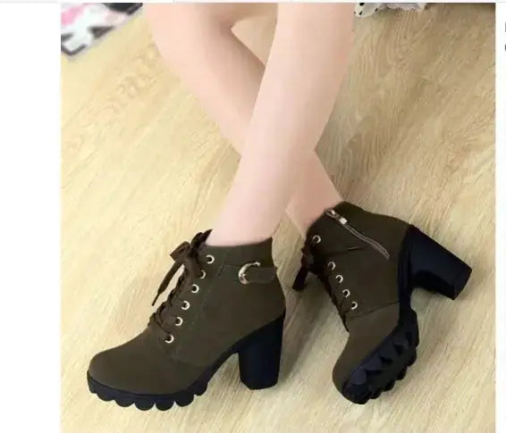 Bottes à Talons Épais pour Femmes Automne Hiver