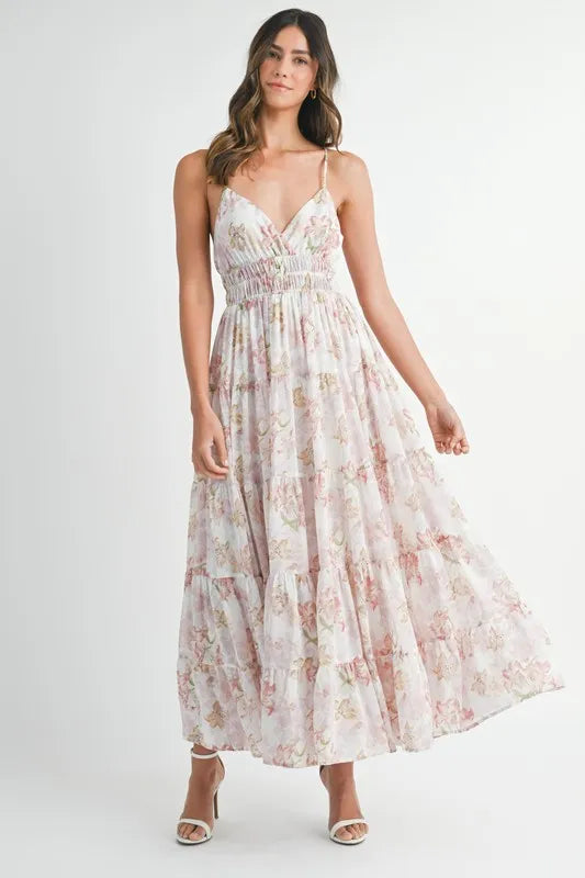 Vestido Maxi de Verano con Tirantes y Estampado Floral