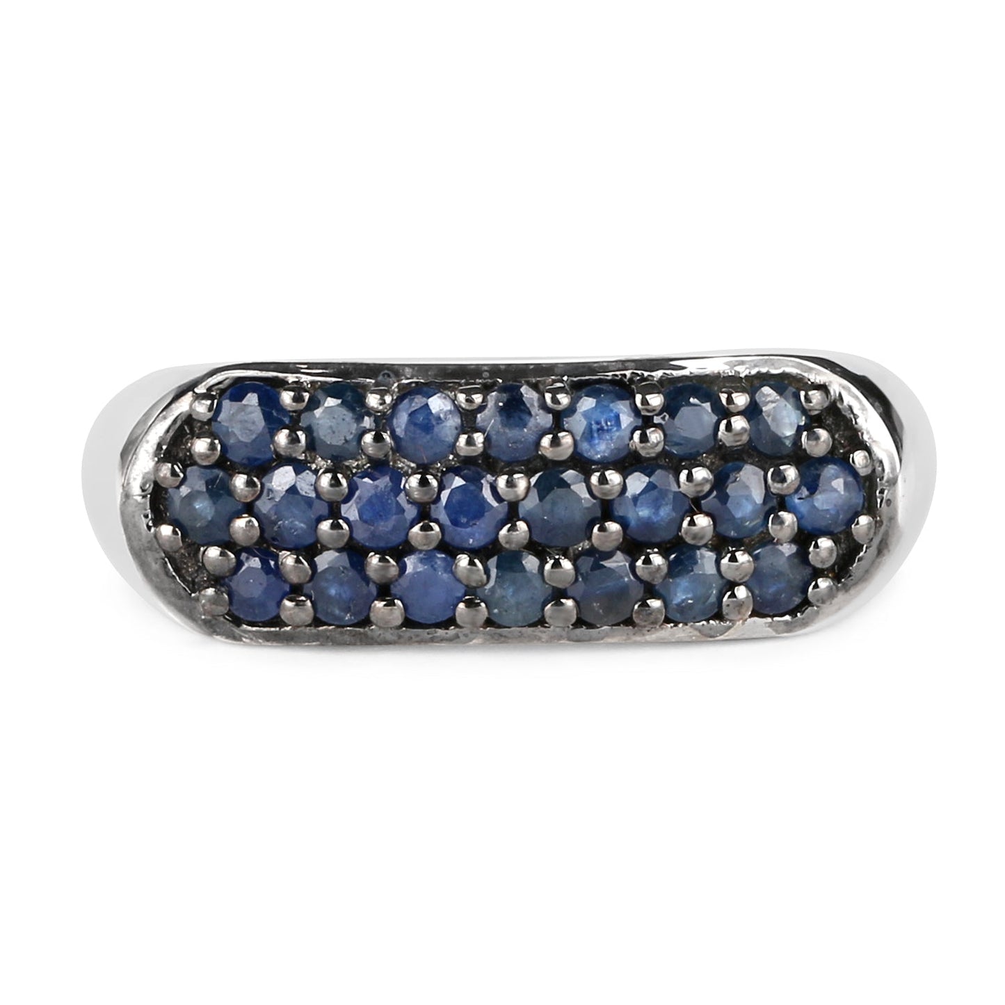 Bague en cluster de saphir bleu de 0,99 carat en argent sterling
