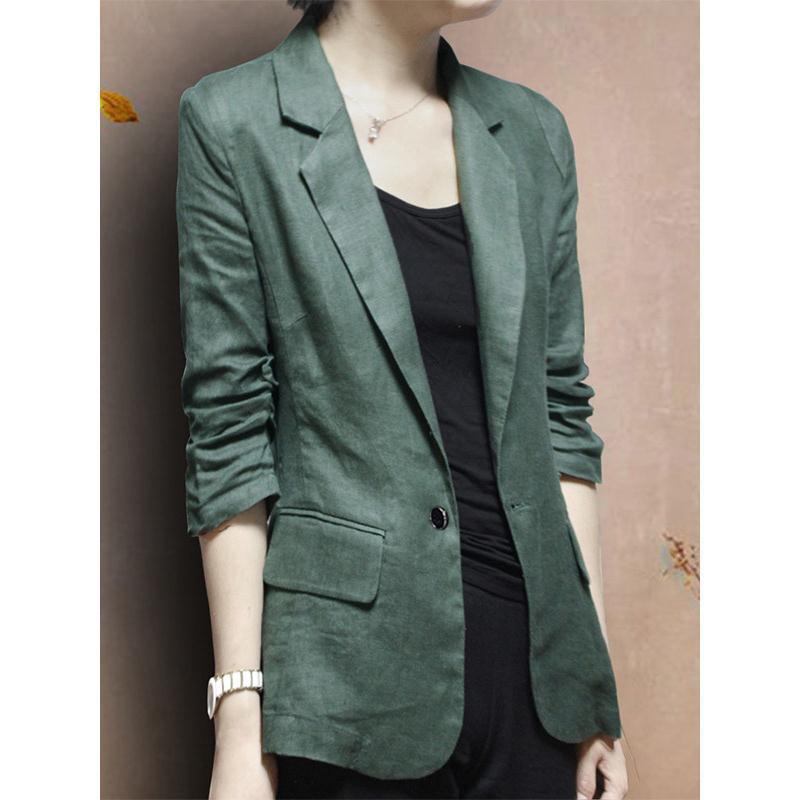 Korean-Style Casual Cotton-Linen Suit Jacket