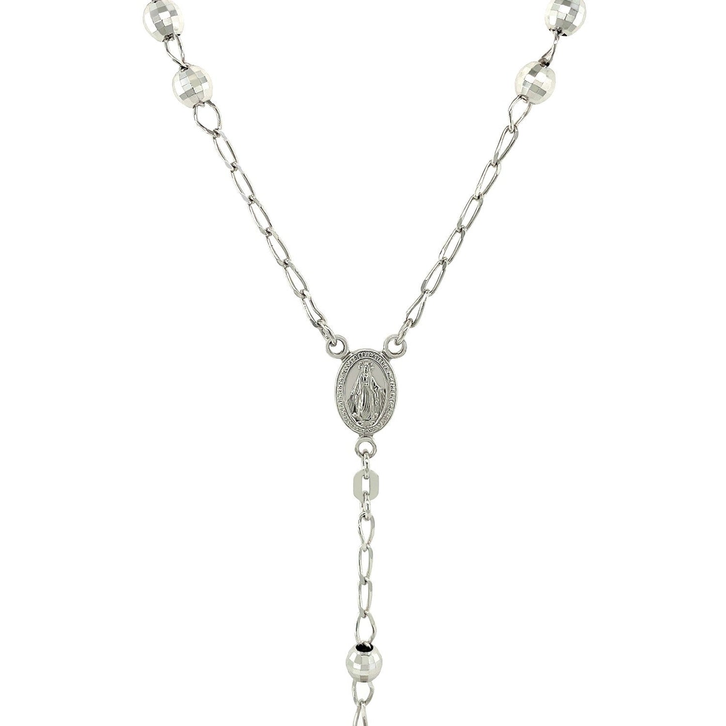 Collar de cadena de rosario de plata esterlina con cuentas grandes