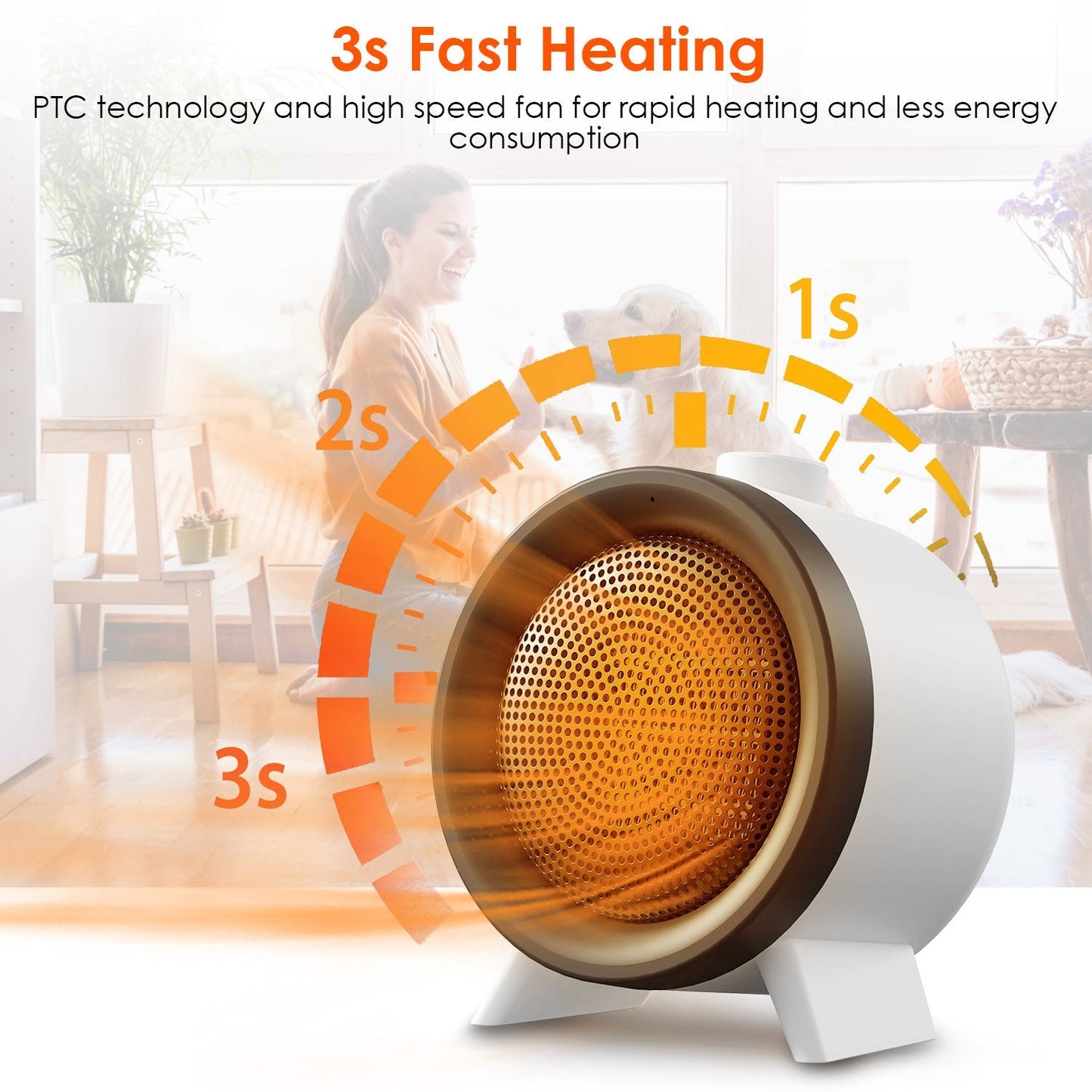 Gbruno 1000W Ceramic Electric Space Heater - Fast Heating & Safety Features