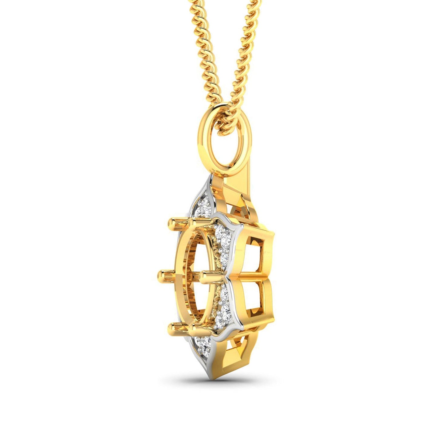 Colgante Semi Montado de Diamante de 0.14 Quilates en Oro Amarillo de 14K
