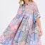 Pink Floral Collared Neck Half Sleeve Mini Shirt Dress