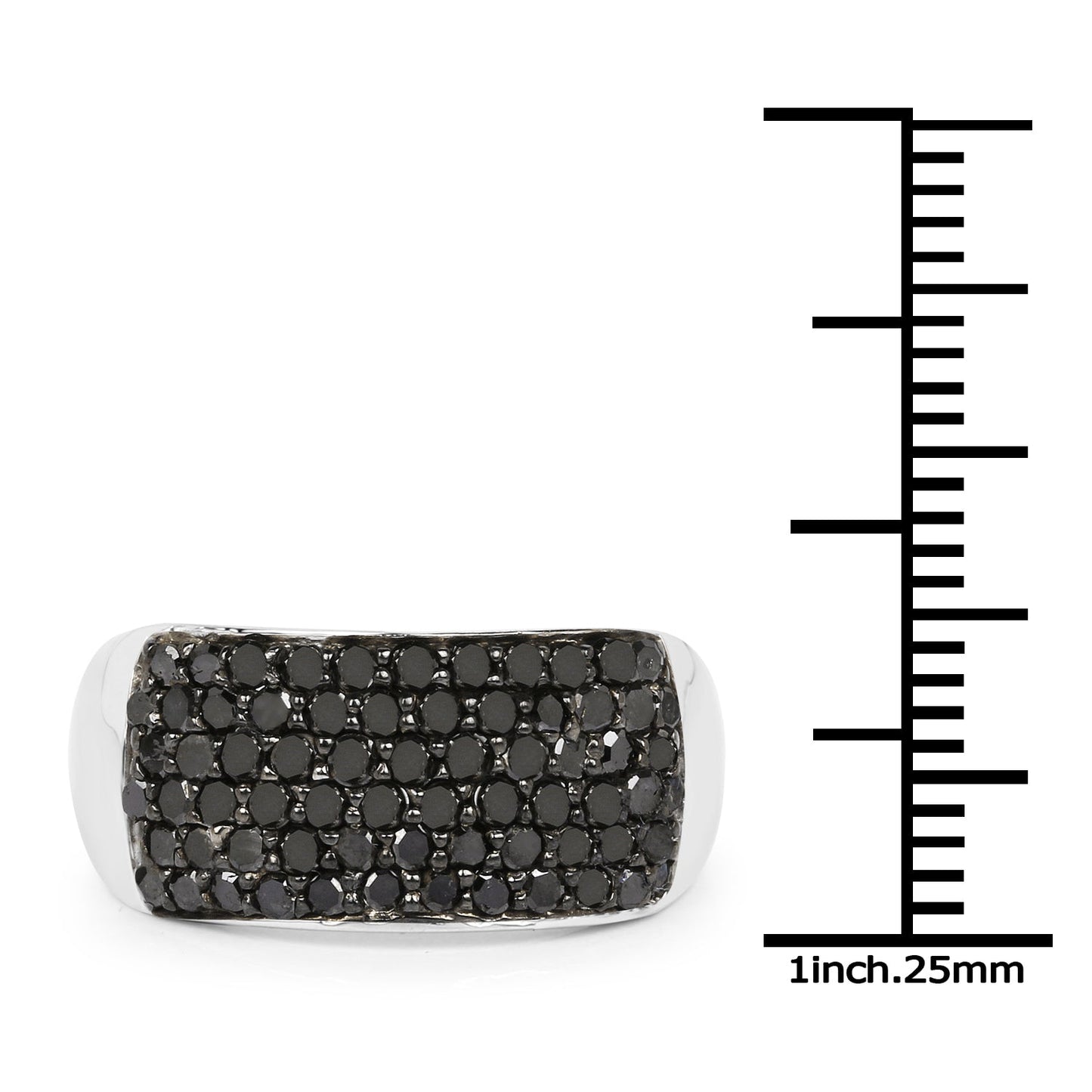 1.21 Carat Genuine Black Diamond Sterling Silver Engagement Ring