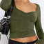 Long Sleeve Sweetheart Neck Crop T-Shirt