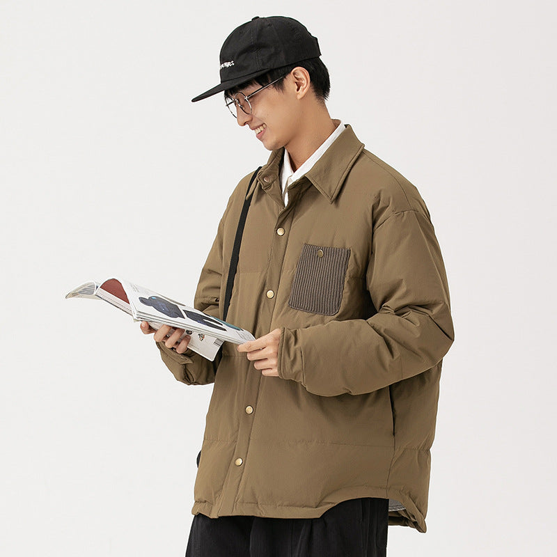 Chaqueta de plumas ligera impermeable para hombre